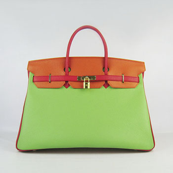 Hermes Birkin 40Cm Togo Leather Handbags Red/Orange/Green Gold